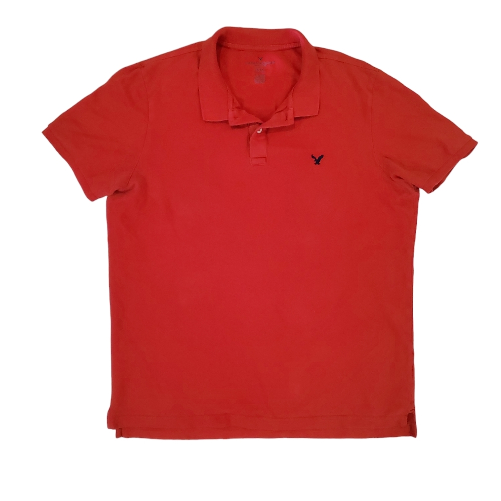 American Eagle Men's Red Flex Polo Short Sleeve Collar Shirt XL